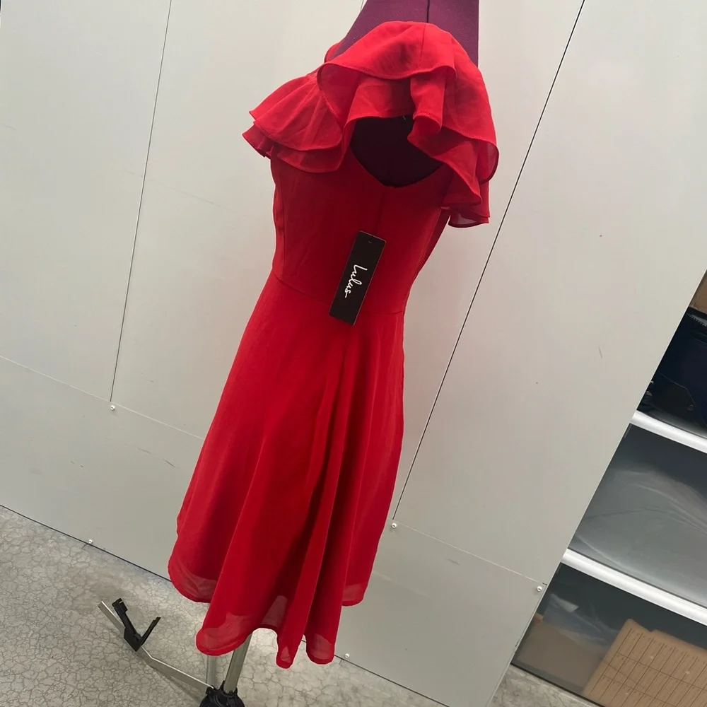 Red Ruffle Dress - Picture 2 of 10